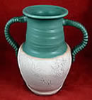 pottery vase with handles